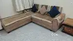 Fully upholstered fabric 5 seater L shape sofa with cover