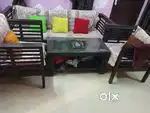 Wooden 5 seater sofa set with center table