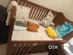 Hard Wood Baby/Toddler Cot with Mattress & Bumper