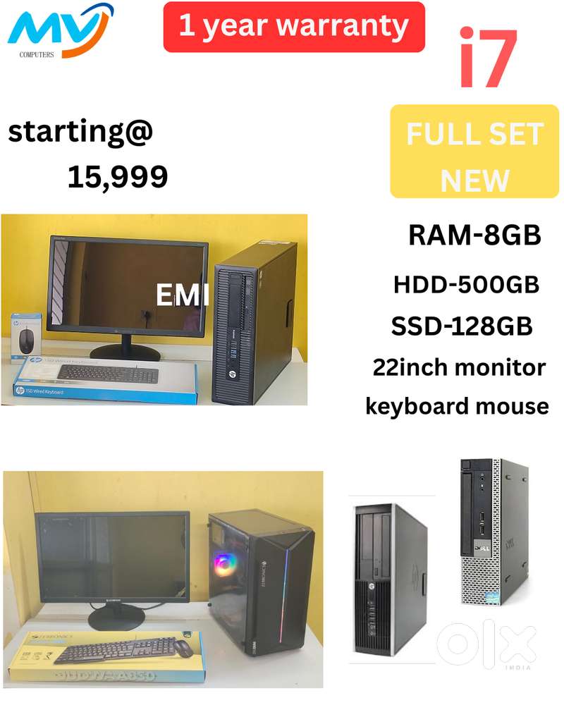 Ram - 8GB DDR3  SSD - 128GB  HDD - 500GB  1 - Year Warranty