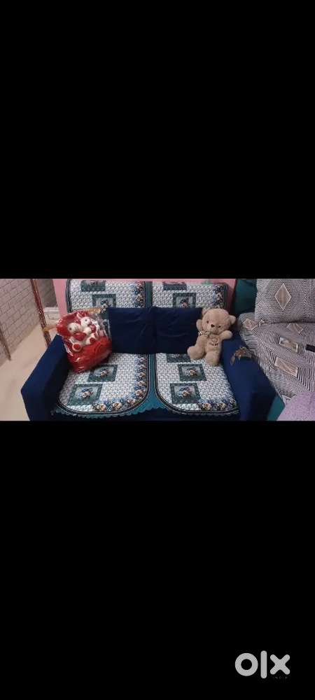 2 seater sofa cum bed with 2 stools