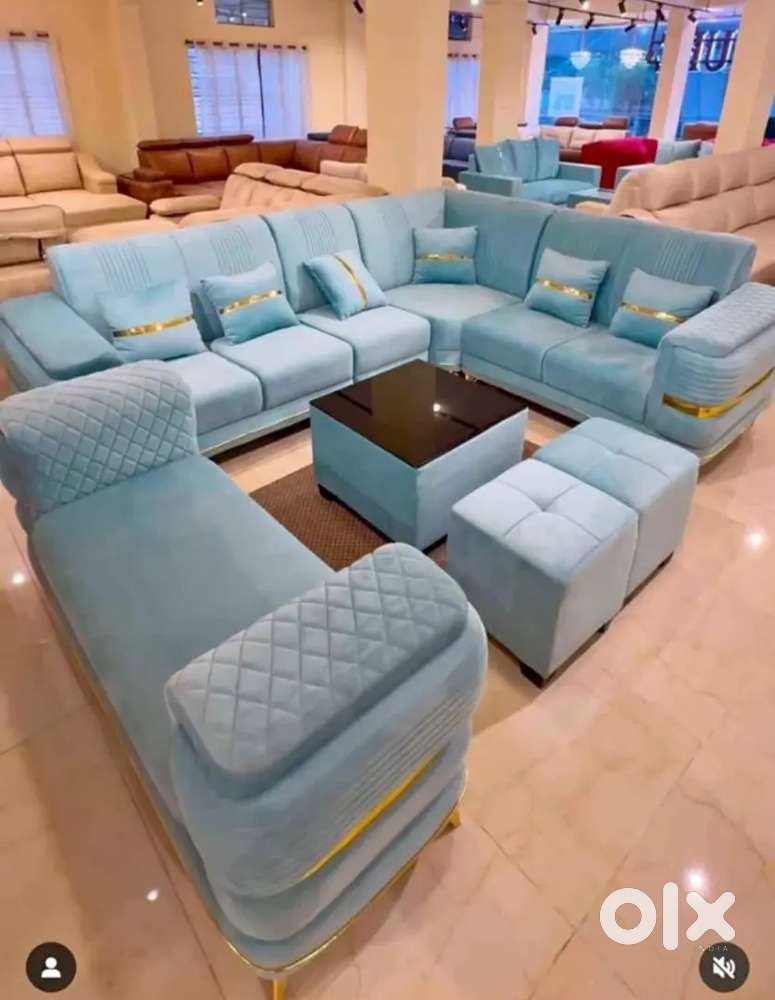 L shape sofa set with beautiful colour and designing handle
