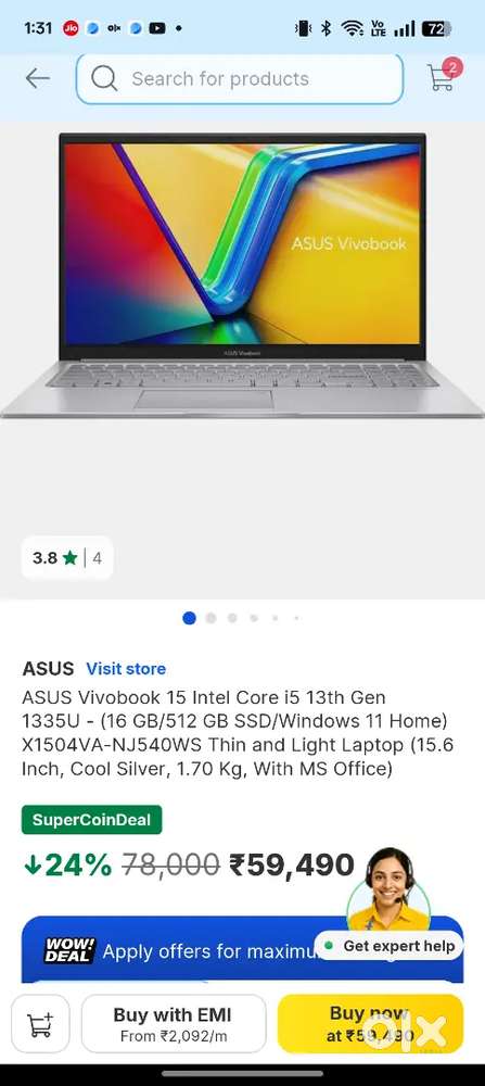 Asus vivobook 15 16/512 GB