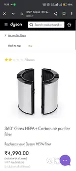 360′ Glass HEPA + Carbon air Purifier Filter