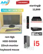 Full Set  CPU = Branded  Monitor  Keyboard Mouse  Ram - 8GB DDR3