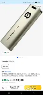 HP 796w 256GB USB 3.2 Flash Drive USB 3.2