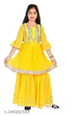 Yellow ethnic set for girls 7 8 years
