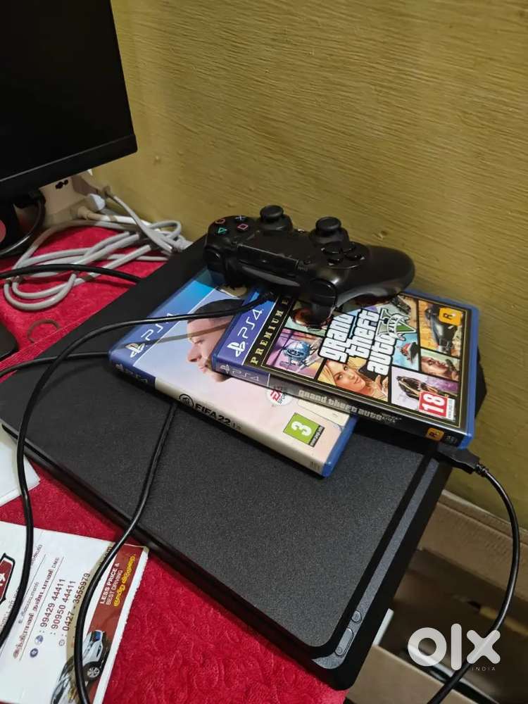 New PS4 Slim. Only 3months used. 2 controller and 5 Game included.