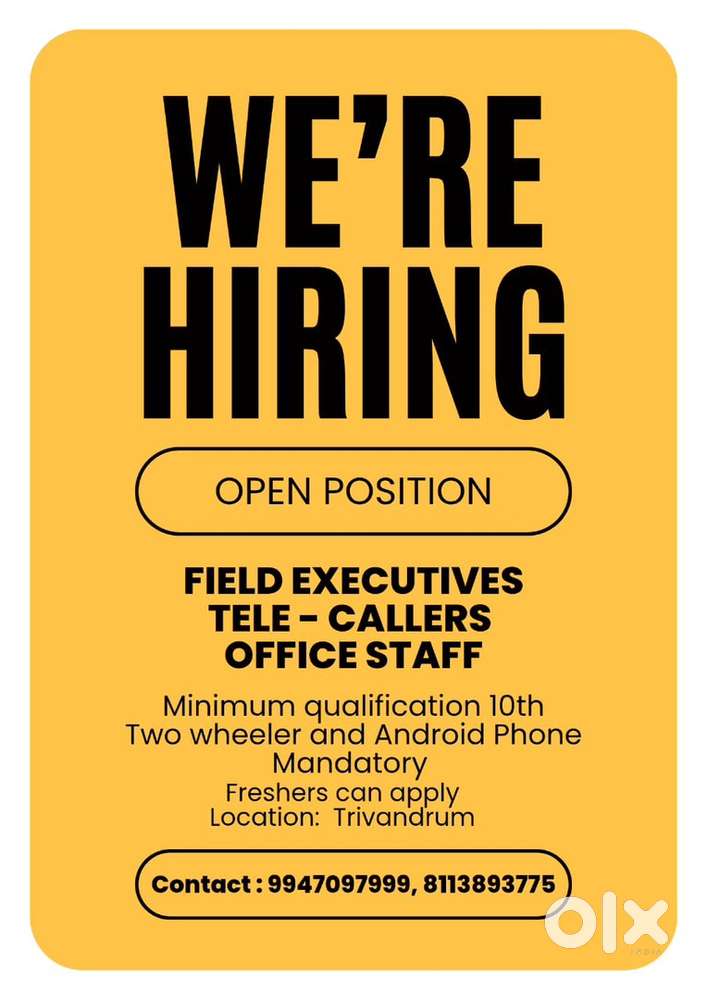 Need Field Executives for Banking Collection Agency