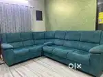 L-Shaped Blue Fabric Sofa in Good Condition – 1.5 Years Old