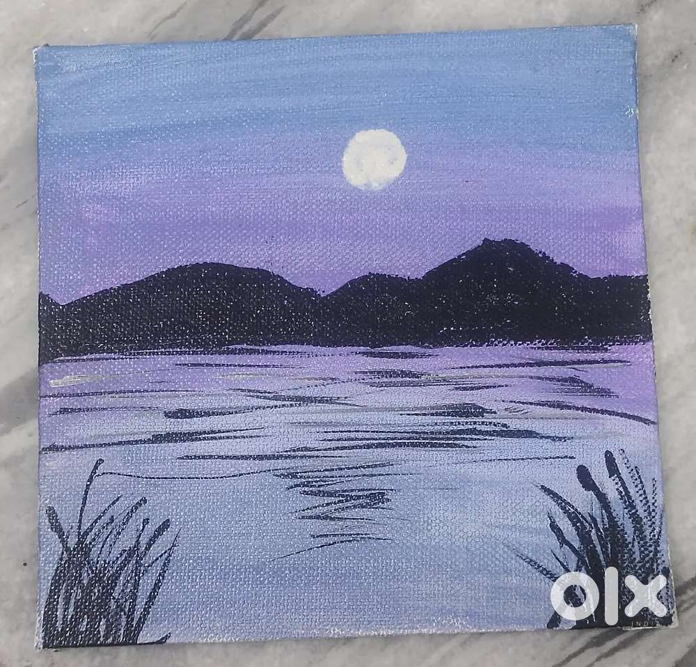 Peaceful Moonlight Lake Painting