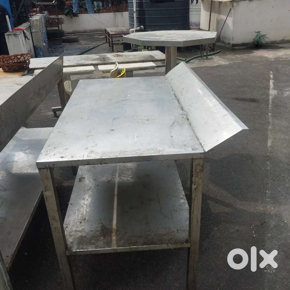 Cafe equipment steel tables and fridges and deep freezers