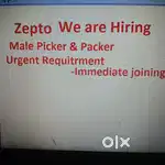Urgent Requirements Baner Zepto company Hiring Male Picker and Packer