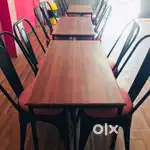 Wooden and metal chair and table