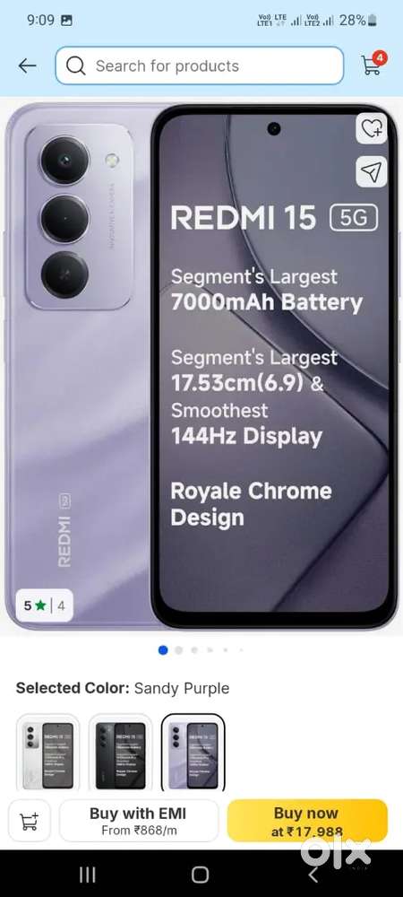 Redmi 15    8gb 256gb