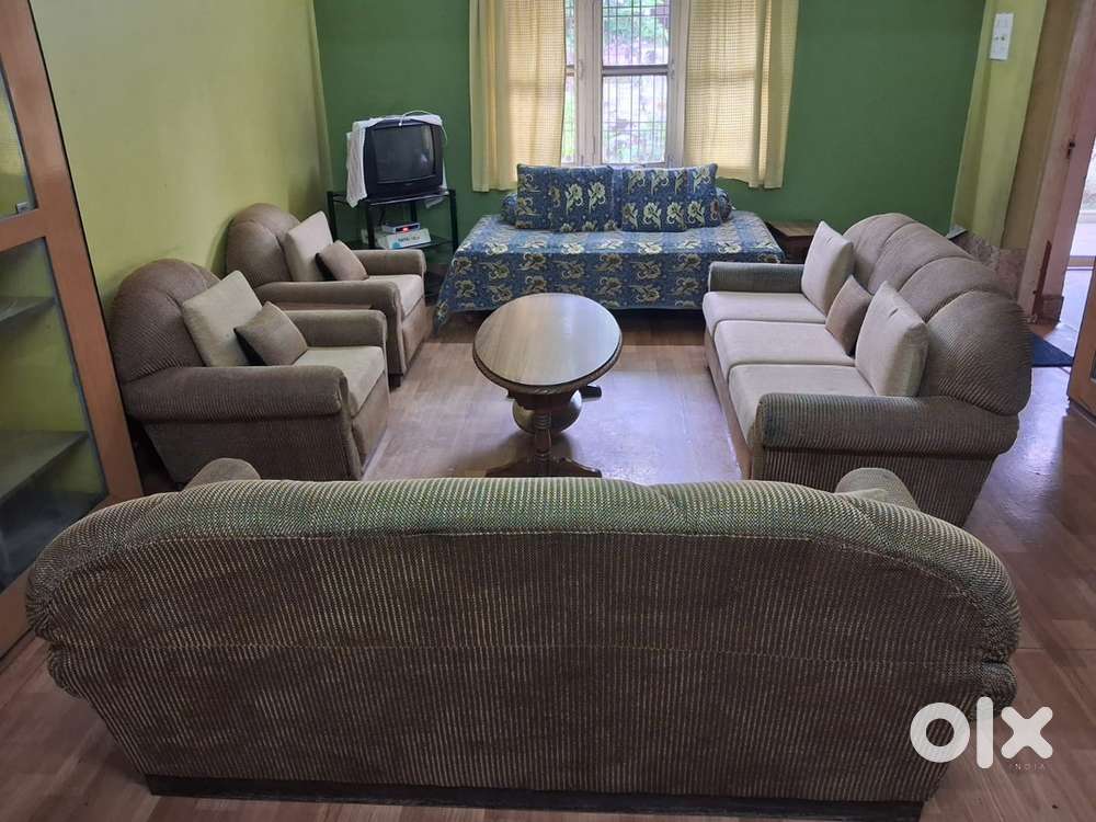 Couch, Dinning table, sofa and 1 diwan with box.