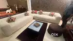 L TYPE ITALIAN STAINLESS STEEL FULL APPOSTRY RED COLOUR SOFA SET