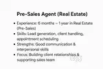 Required for Pre-sales agent