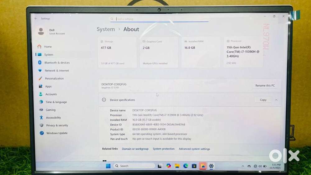 Dell Inspiron 5310 Intel Core i7-11th Gen  Open Box Brand New Laptops