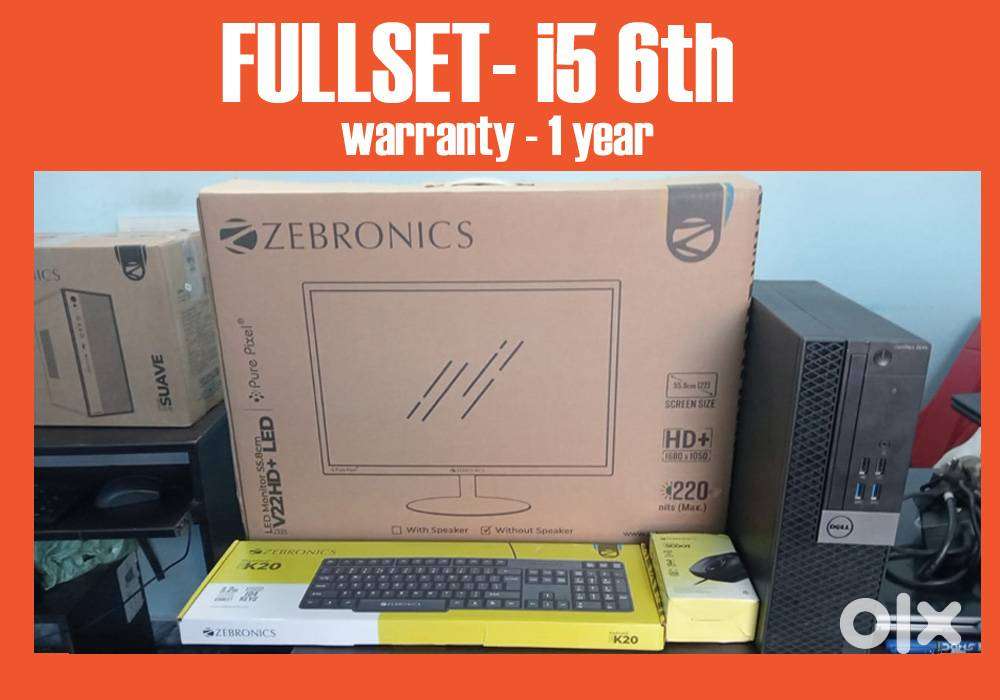 COMPUTER SET - 22 INCH MONITOR  CPU i5 6th gen   warranty 1 year