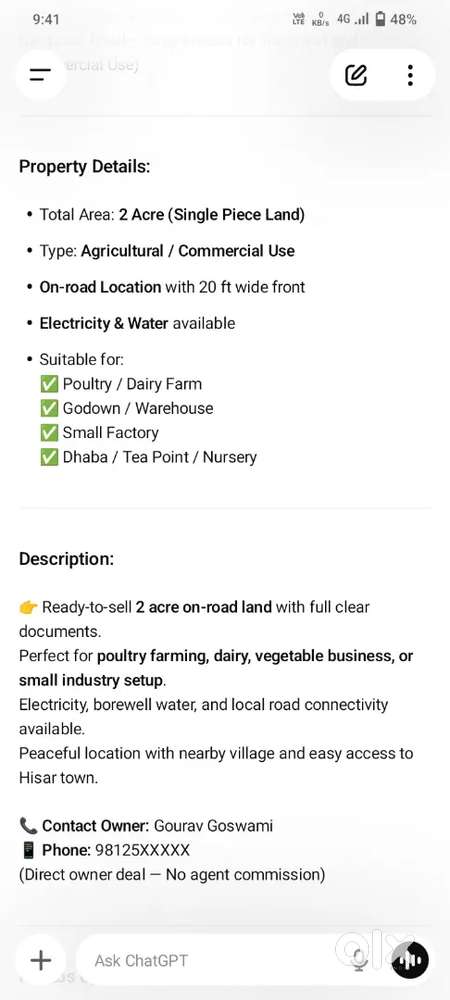 Include size (1.5 Killa / sqft)
Mention on-road / main road frontage