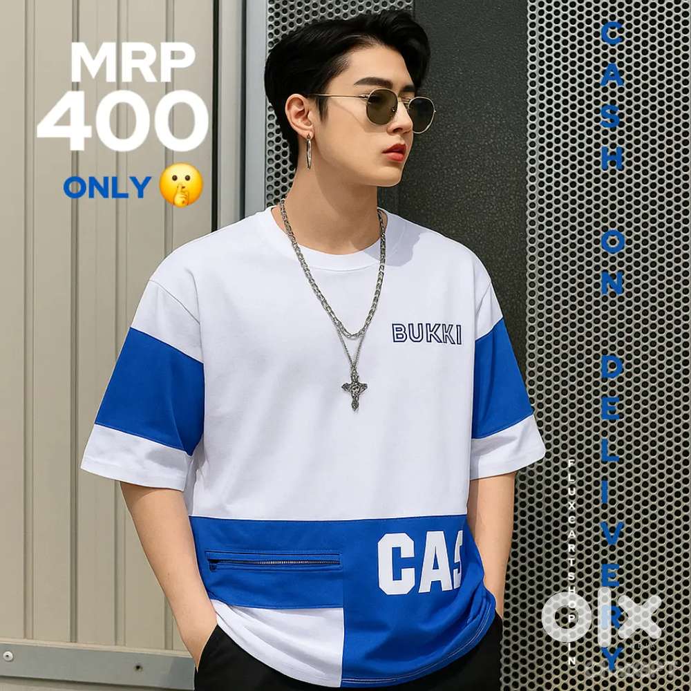 BUKKL Oversized Printed Round Neck Trending Cotton T-shirt For Men