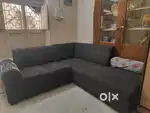 Stylish L-Shaped Sofa , Hydraulic Storage Bed , cooler, fridge 2y old