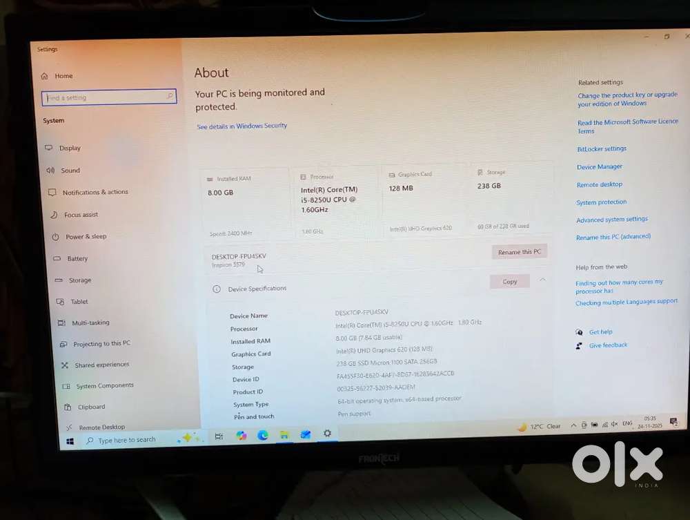 Dell Core i5 8th Generation Laptop with monitor screen touch