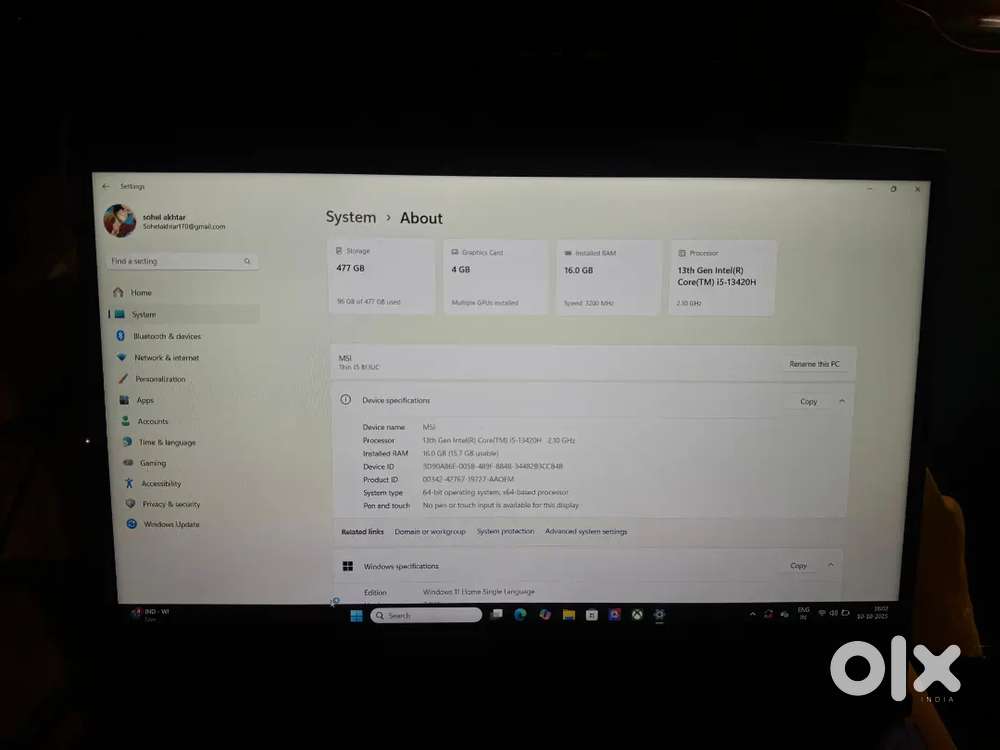 MSI Thin 15 Gaming Beast 2 Month Old Laptop