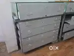 Counter table with display and drawers