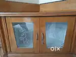 Corner Wooden Cabinet with Glass Doors, corner table, decoration