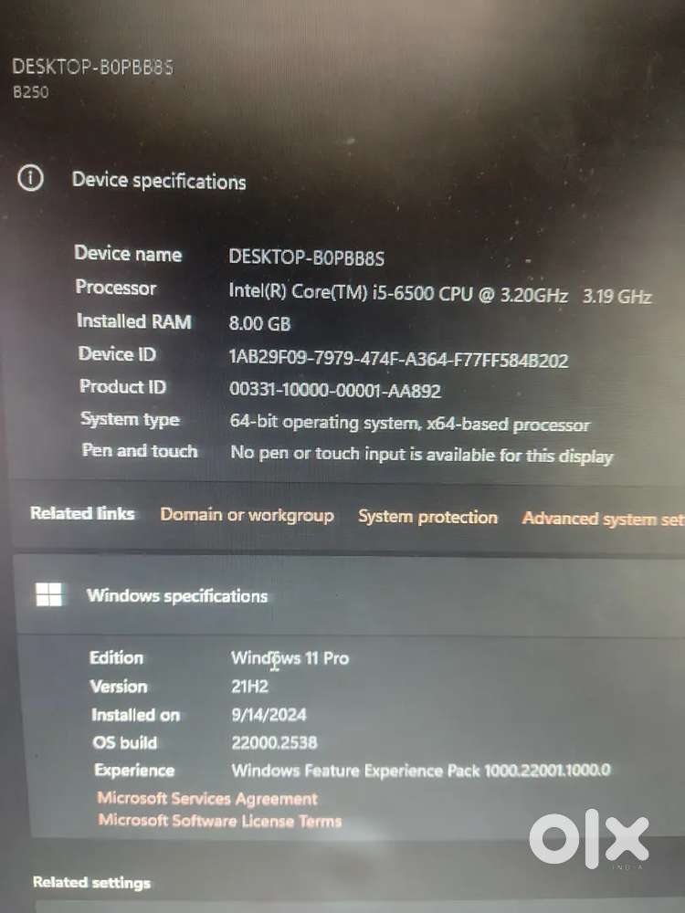 Intel i5 6500 RGB Desktop 8GB ram