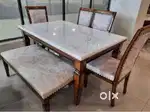 6-seater dining table Teak wood Indian sagwan marvel top