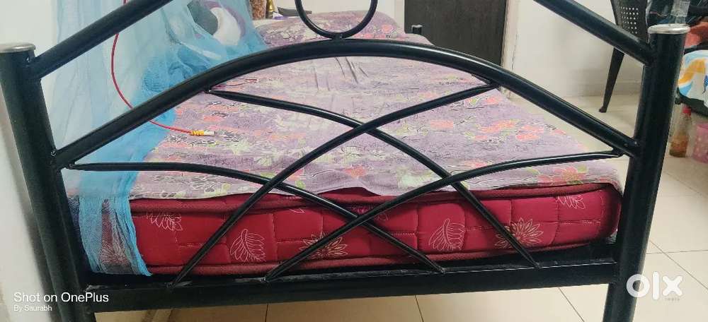 Single Steel Bed Cot + Mattress