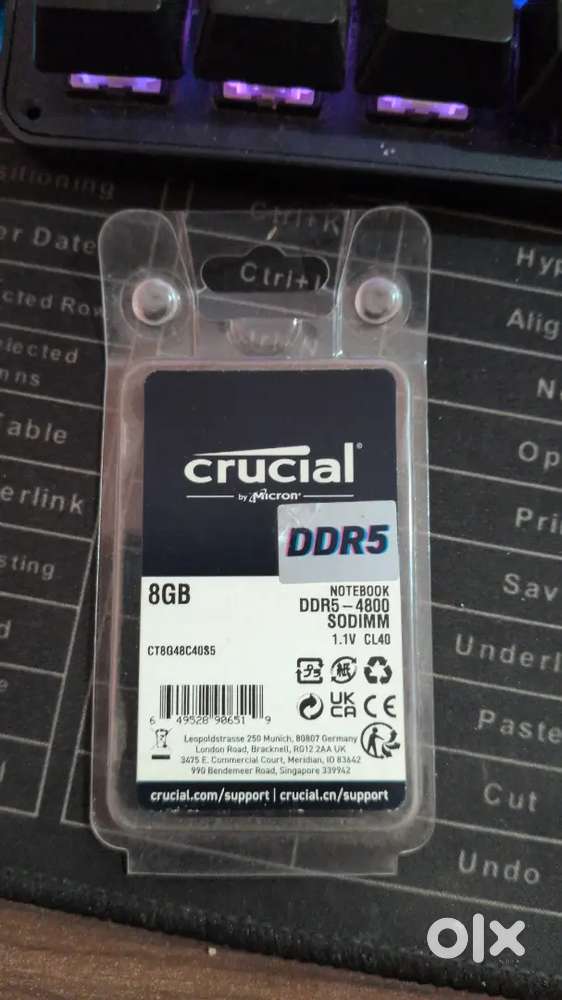 New Crucial 8GB DDR5 Laptop RAM (4800MHz) - Unused