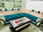 sofa with center table and 6 seater dining table