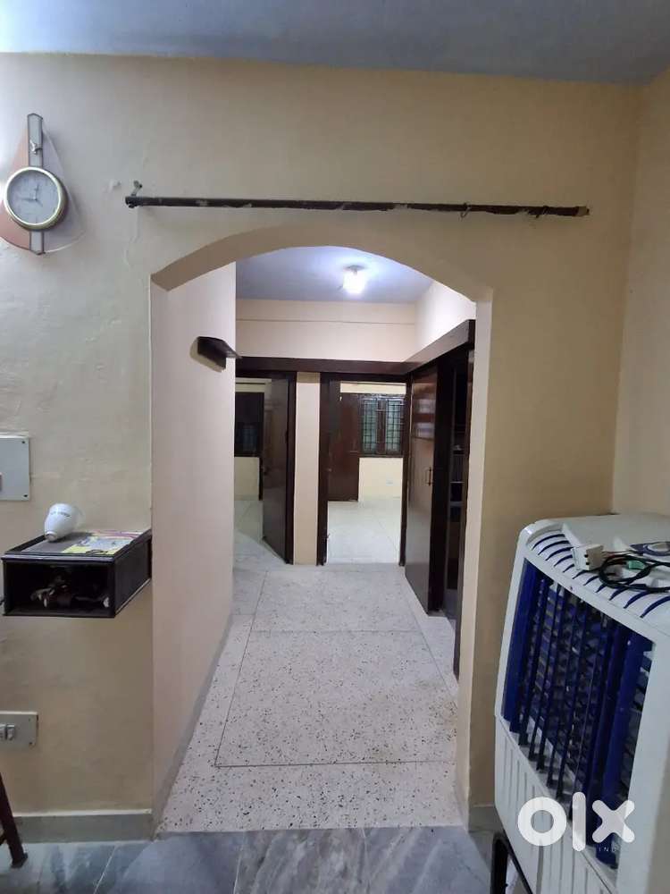 Semi furnished flat in boundary wall society