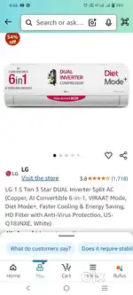 LG 1.5 Ton 3 Star Dual Inverter Split AC