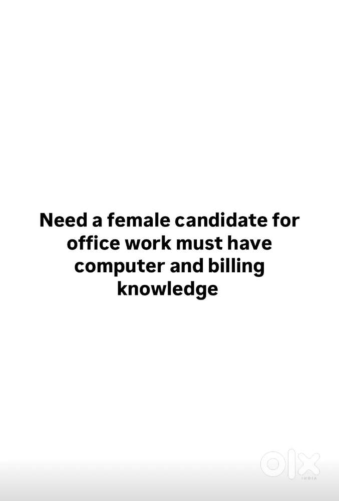 Job vacancy for female candidate