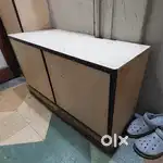 Wooden cabinet, sitting table with 2 storage and lock