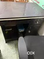 Office Chair & Wooden Table (Good Condition)