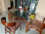 2 Year Old Wooden & Glass Dining Table – Premium Quality