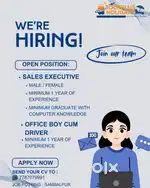 SALES EXECUTIVE , OFFICE BOY CUM DRIVER