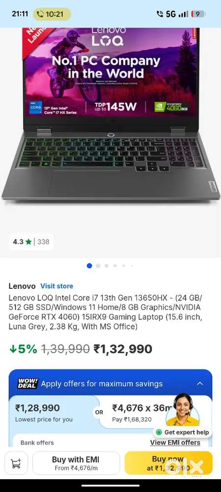 Lenovo LOQ Intel Core i7 13th Gen 13650HX - (24 GB/ 512 GB SSD)