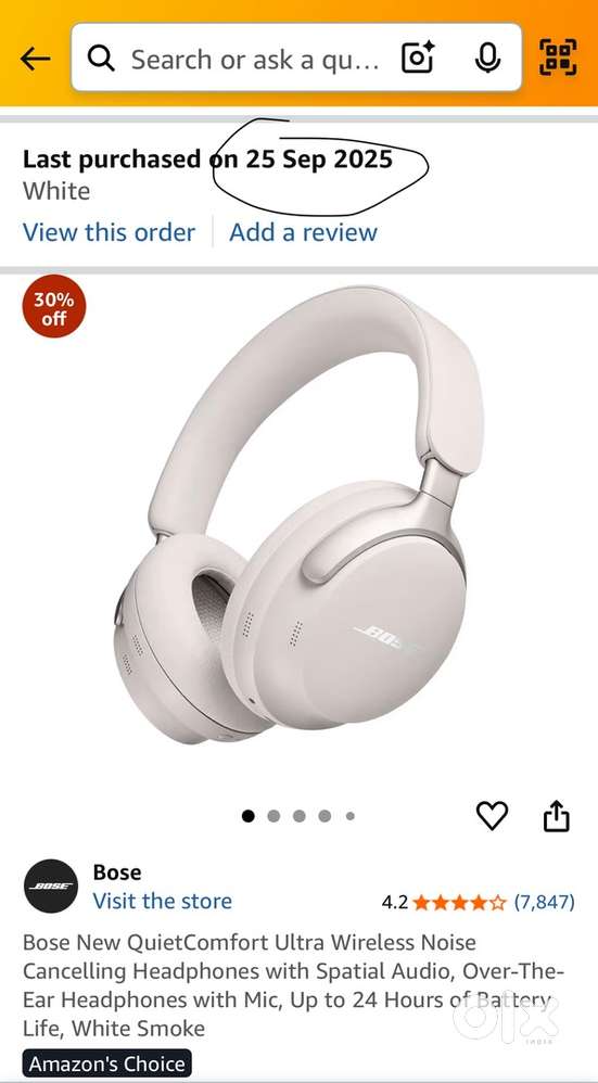 Bose quite comfort ultra headphone (new hardly used)