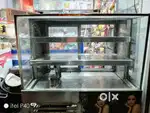 Stainless steel and glass display fridge counter