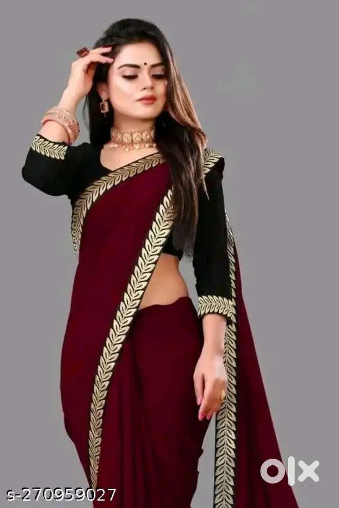 Solid/Plain Daily Wear Georgette Saree