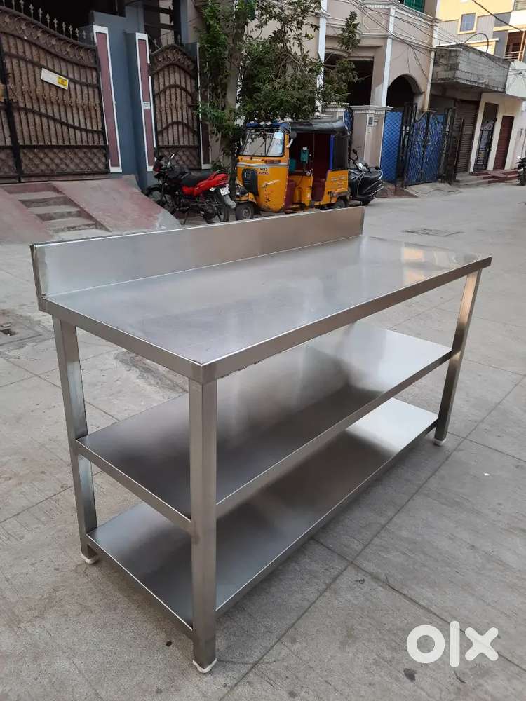 stainless steel work table (5-Feet) Double Heavy For Sale