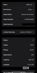 Iphone 16 Pro Max 256GB indian