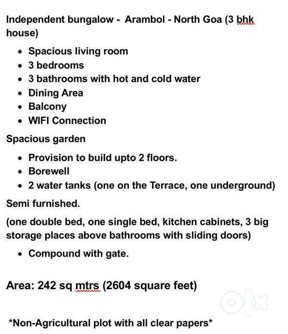 ,242 sqmtr area,with 3 bedrooms with ac , furniture,